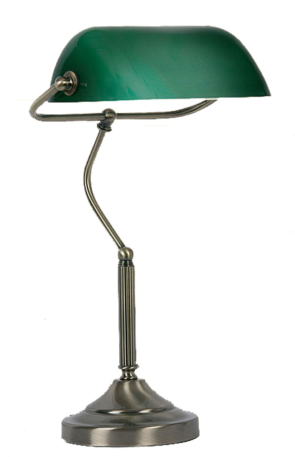 Traditional Antique Brass Green Banker Lamp