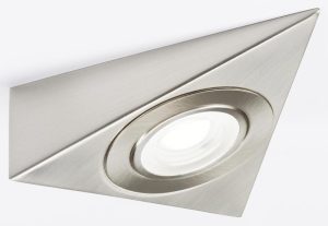 Triangular kitchen under cabinet 2w cool white LED in brushed chrome 230v