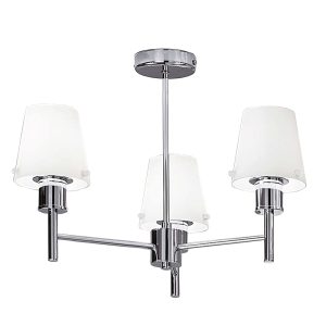 Franklite FL2126/3/991 Turin 3 arm semi flush low ceiling light in polished chrome with matt opal glass shades