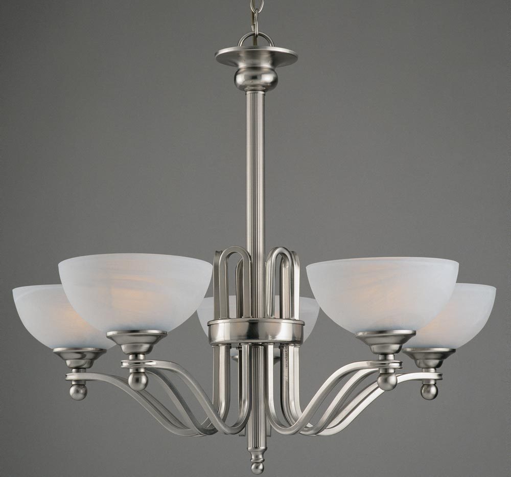 Texas Medium Satin Nickel Art Deco Style 5 Light Chandelier PG00532/05