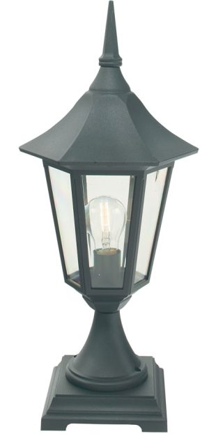 Norlys Valencia traditional outdoor pedestal lantern black IP54