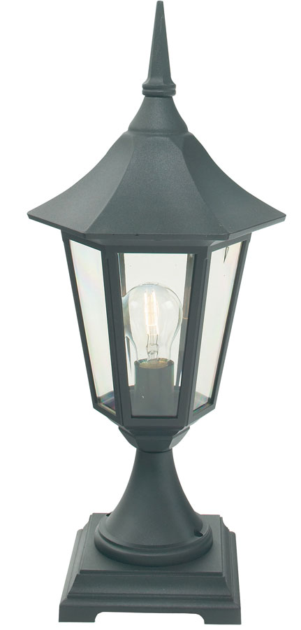 Norlys Valencia Traditional Outdoor Pedestal Lantern Black IP54