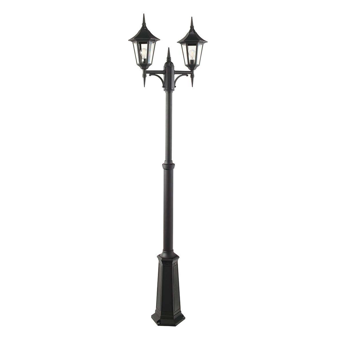 Norlys Valencia Traditional 2 Lantern Garden Lamp Post Black IP54