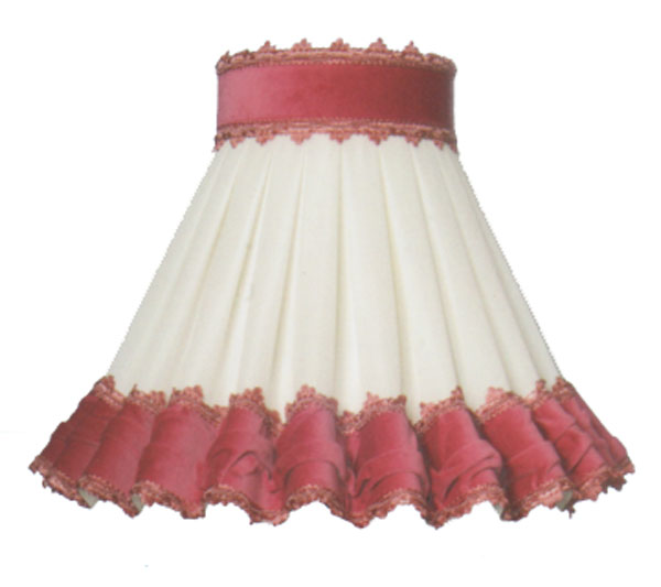 Clip On Victoria Lampshade Cream Chiffon Green Velvet Trim