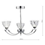 Dar Vito 3 Arm Semi Flush Ceiling Light Polished Chrome