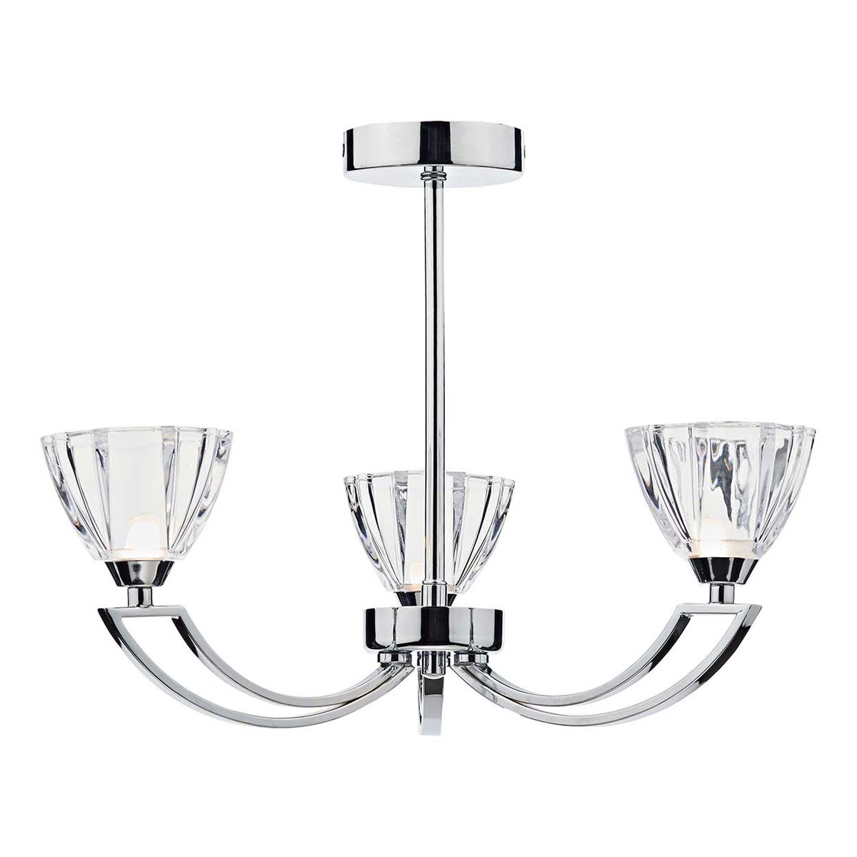 Dar Vito 3 Arm Semi Flush Ceiling Light Polished Chrome