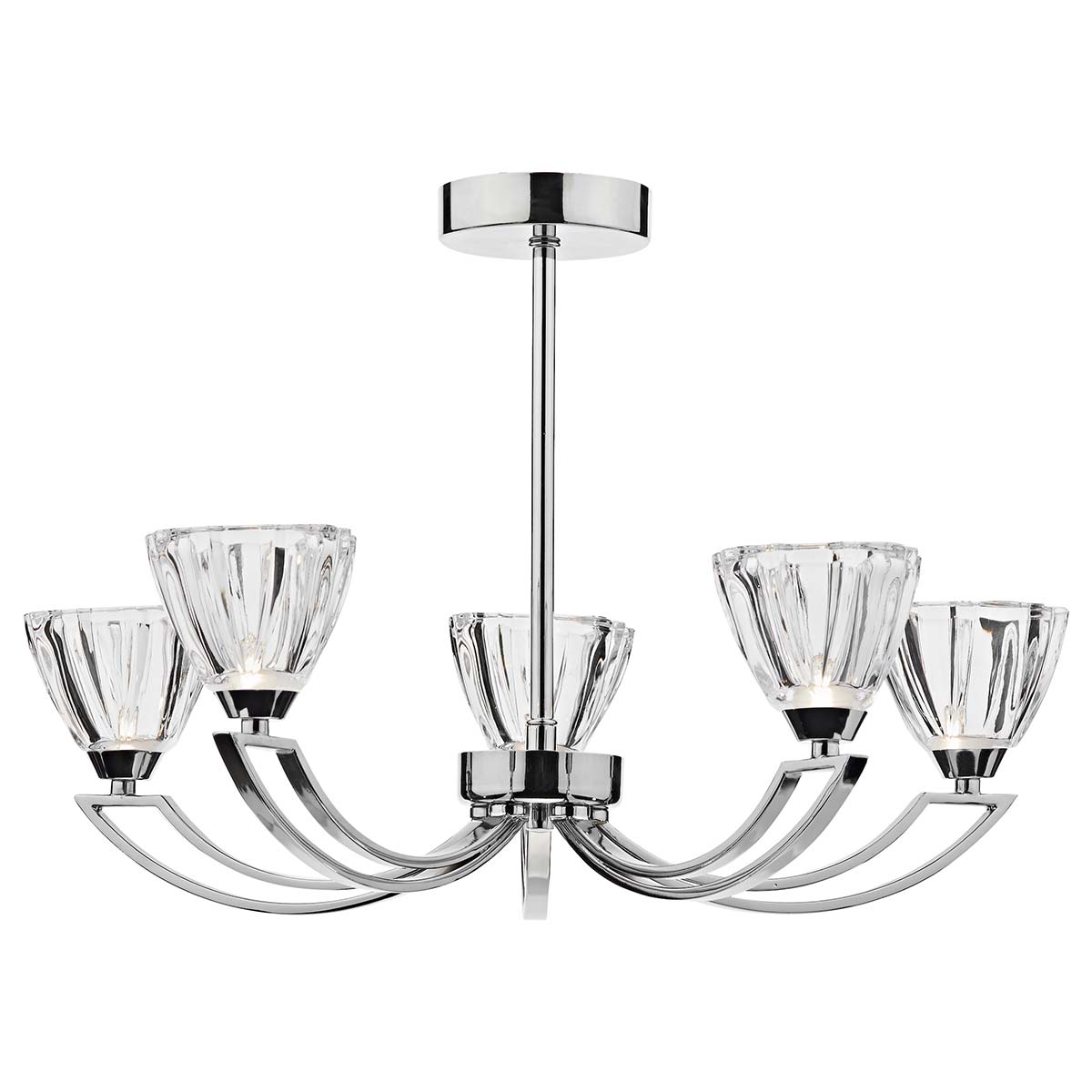 Dar Vito 5 Arm Semi Flush Ceiling Light Polished Chrome