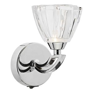 Vito switched single wall light in polished chrome on white background