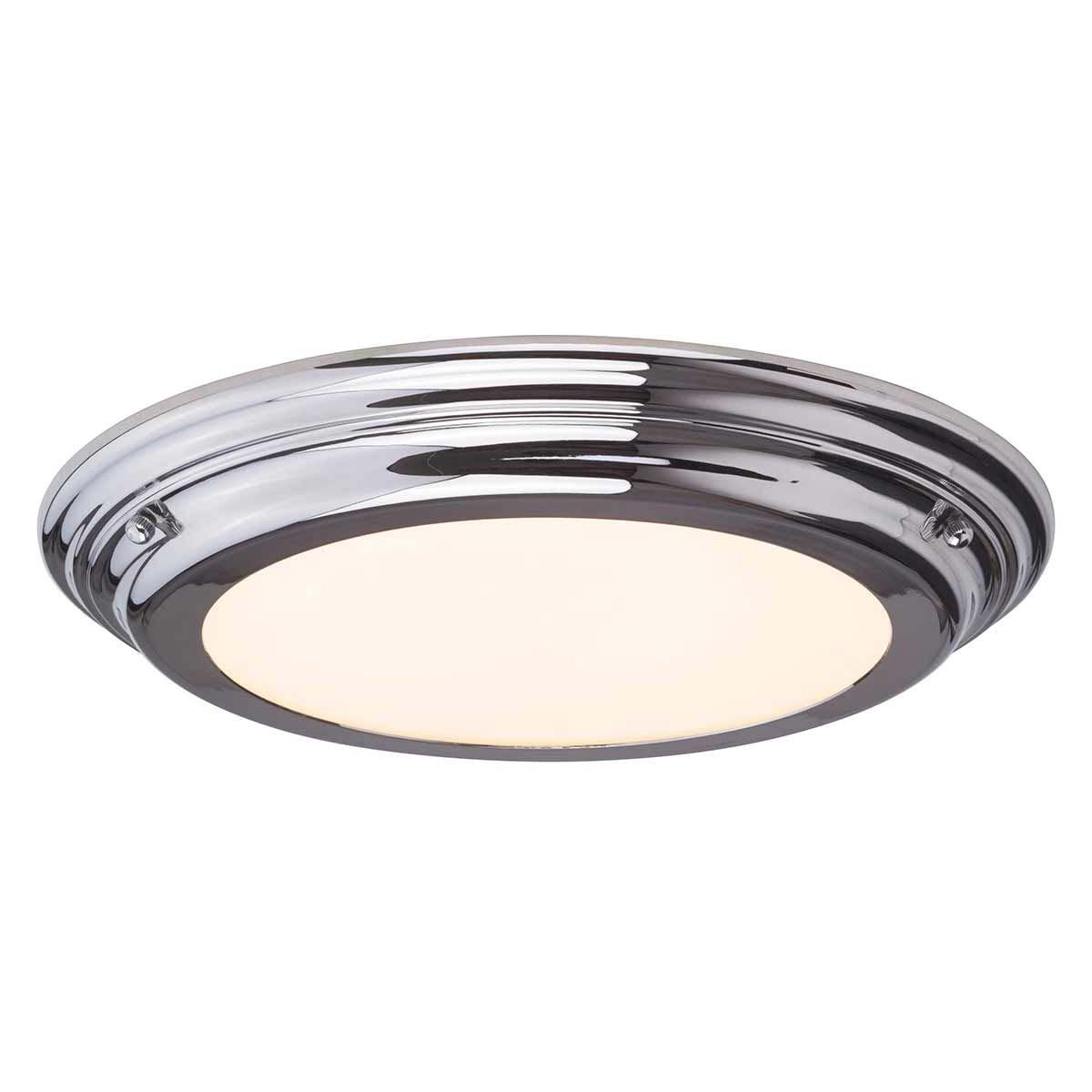 Elstead Welland Flush LED Bathroom Ceiling Light Polished Chrome IP44