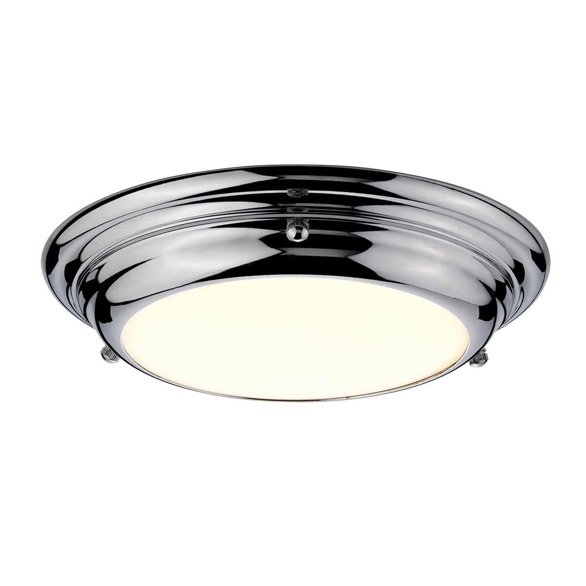 Elstead Welland Small Flush LED Bathroom Ceiling Light Polished Chrome