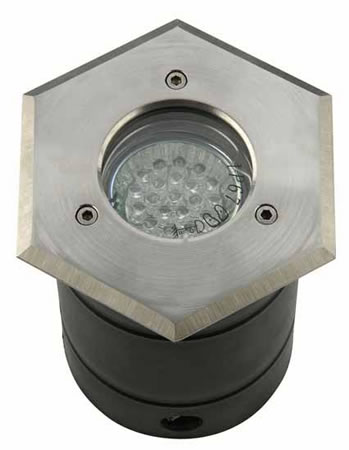 Hexagonal Stainless Steel Walkover / Driveover In Ground Light