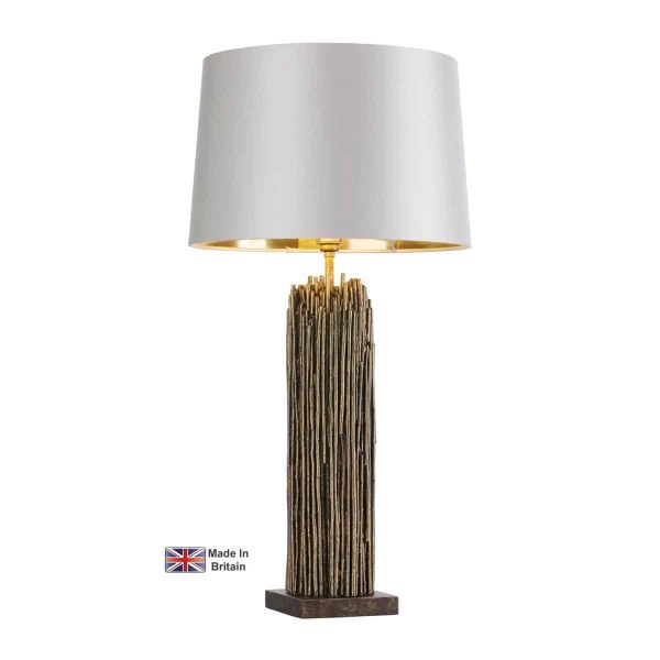 Willow table lamp base only in gold cocoa on white background lit