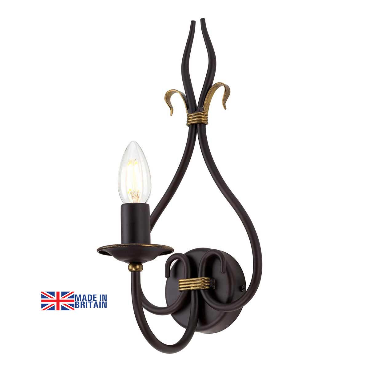 Windermere Rust Gold Wrought Iron Single Wall Light