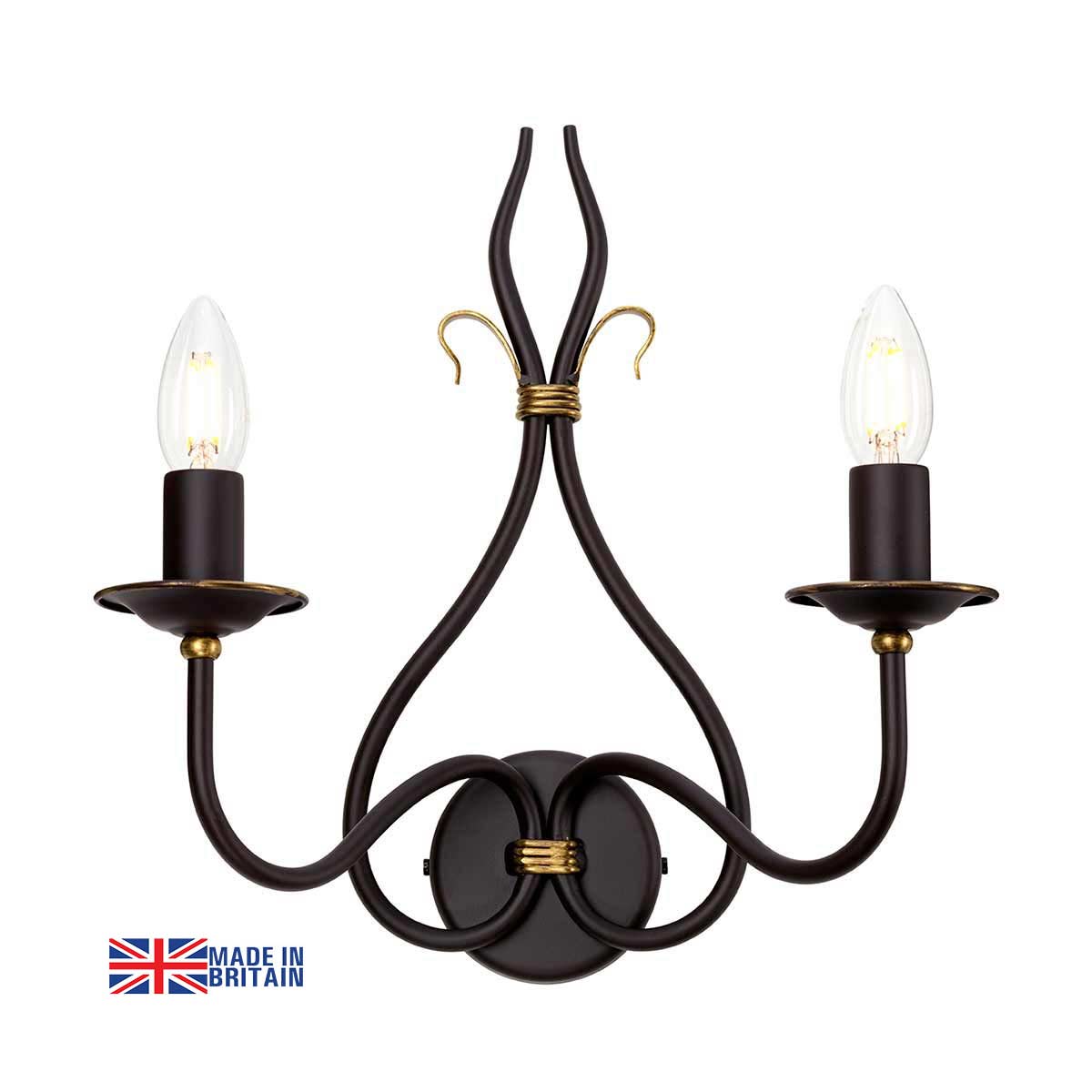 Windermere Rust Gold Wrought Iron Twin Wall Light
