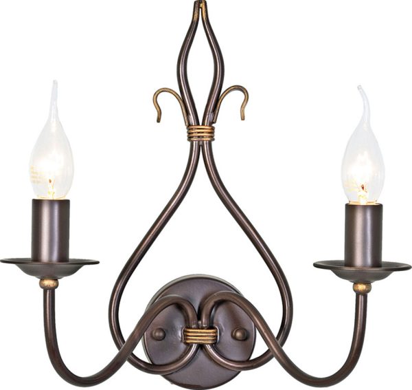 Windermere Rust Gold Wrought Iron Twin Wall Light