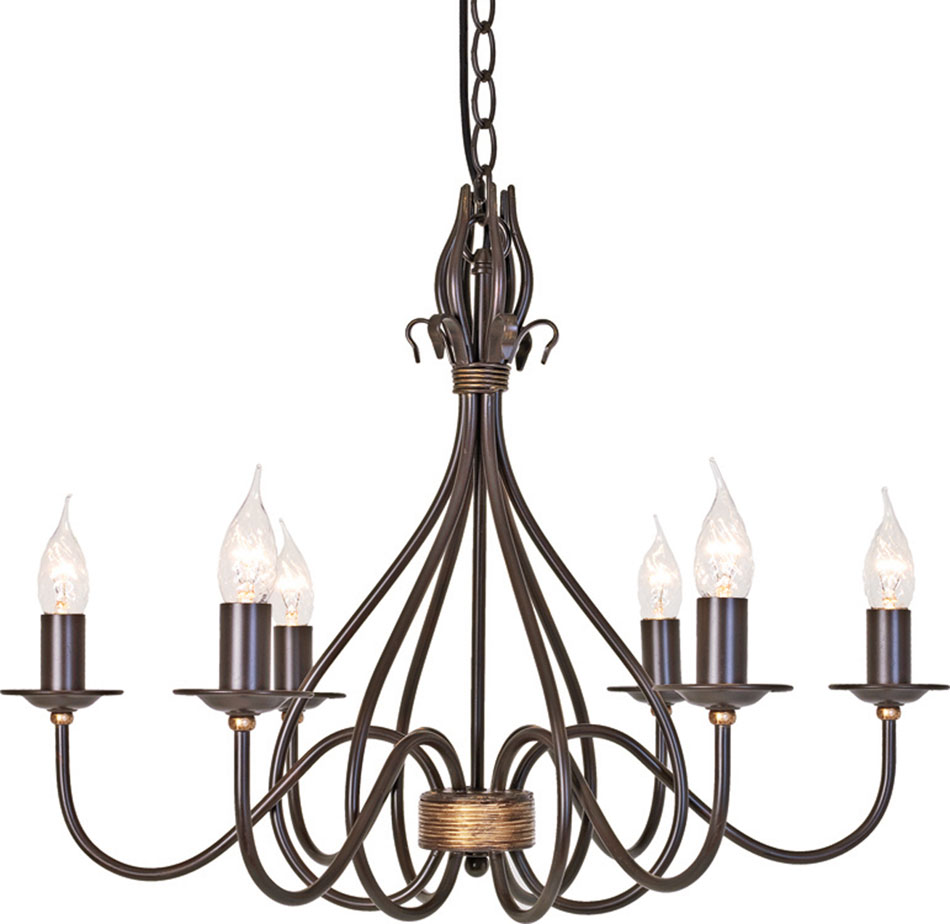 Windermere Wrought Iron Rust Gold 6 Light Chandelier WM6