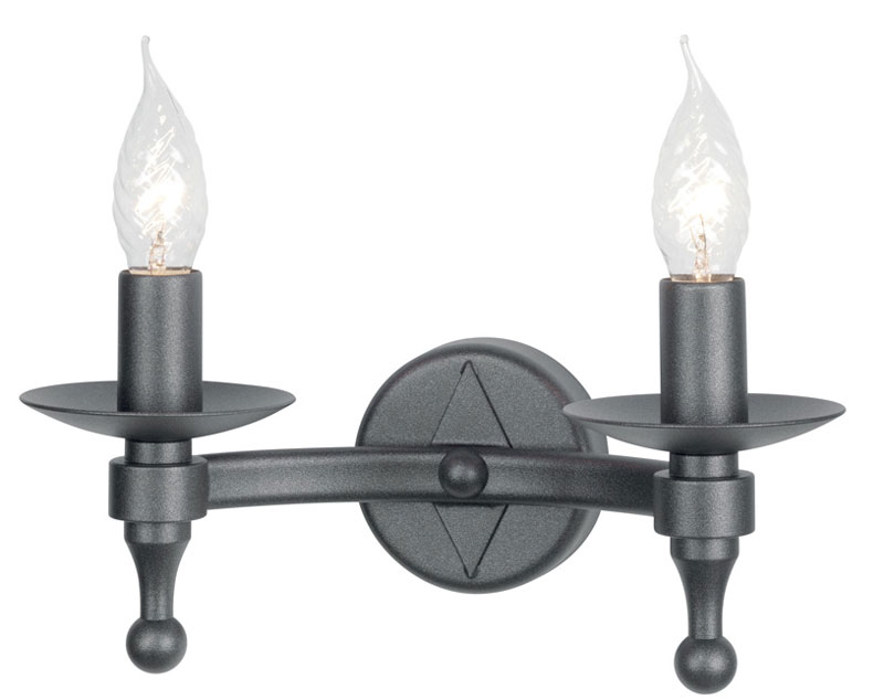 Elstead Warwick Gothic 2 Lamp Ironwork Wall Light Graphite