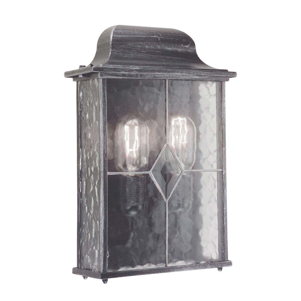 Elstead Wexford 2 Light Flush Outdoor Wall Lantern Black & Silver