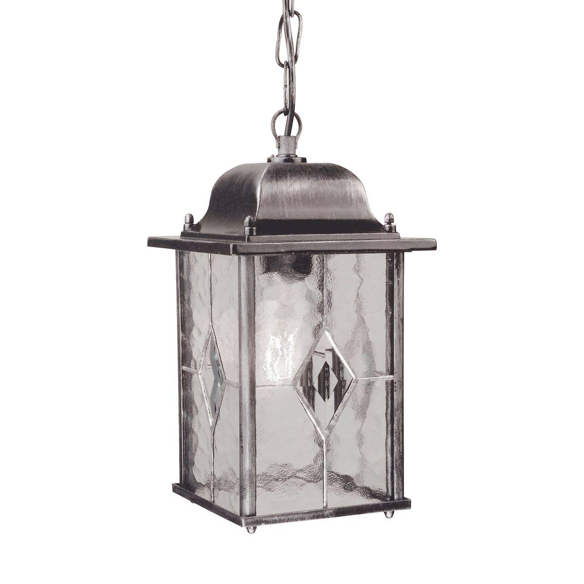 Wexford Traditional Hanging Outdoor Porch Lantern Black & Silver