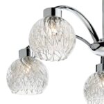 Dar Yasmin 5 Arm Semi Flush Ceiling Light Chrome