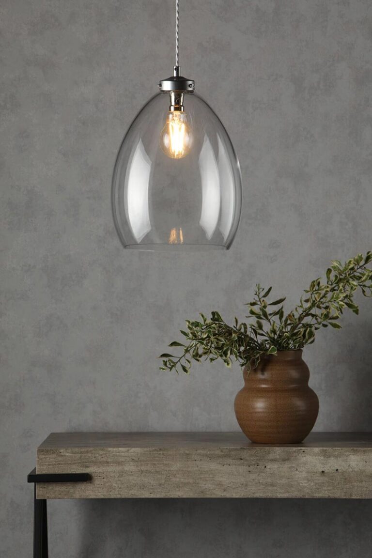 Yeovil Small Classic Pendant Light Aged Silver Clear Glass