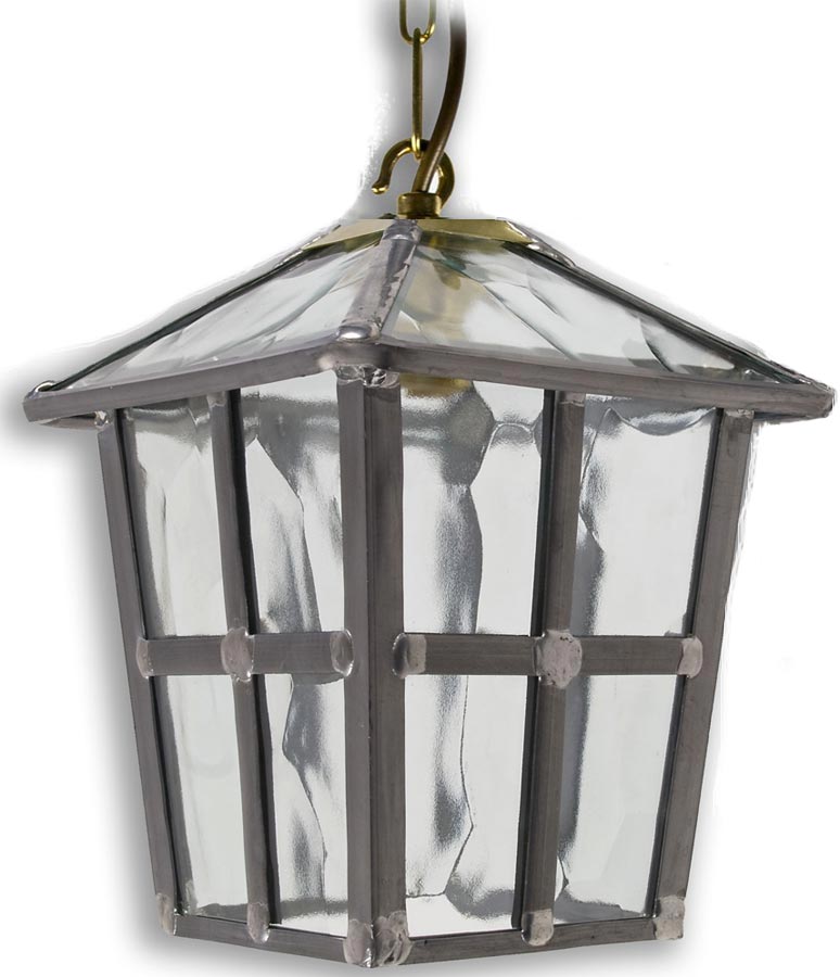 York Handmade Rippled Leaded Glass Hanging Outdoor Porch Lantern