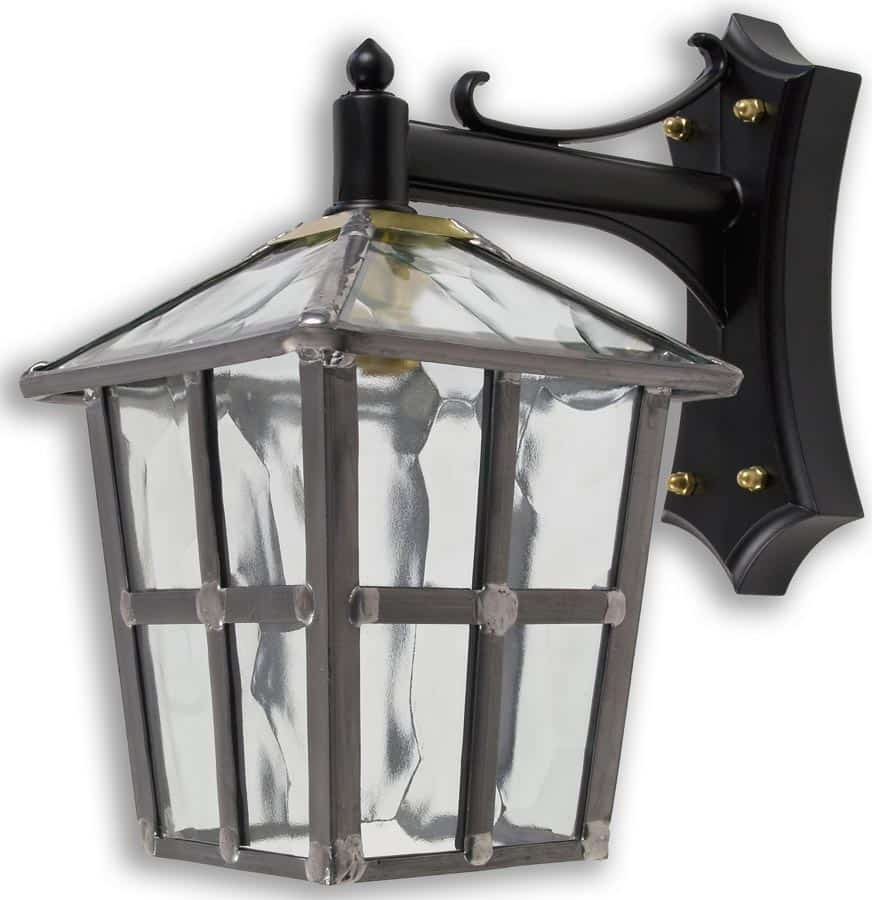York Handmade Clear Rippled Leaded Glass Outdoor Wall Lantern