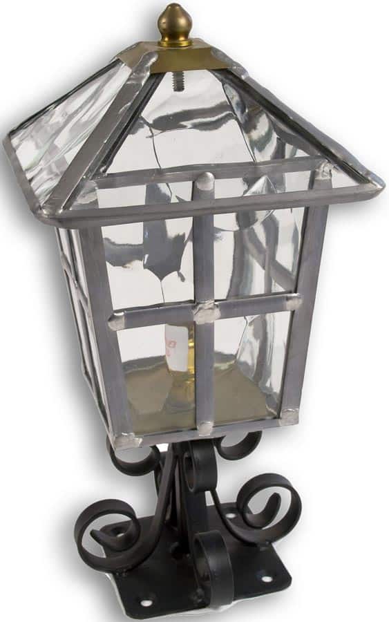 York Handmade Clear Rippled Leaded Glass Outdoor Pedestal Lantern