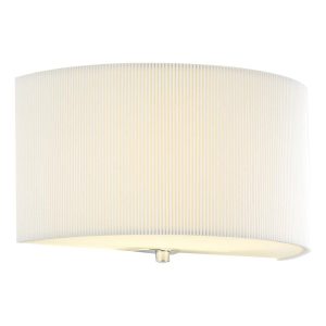 Zaragoza half round wall light with pleated cream shade on white background