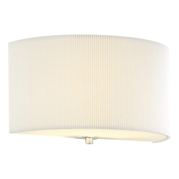 Zaragoza half round wall light with pleated cream shade on white background