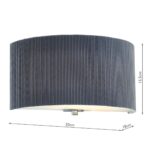 Dar Zaragoza Half Round Wall Light Pleated Grey Shade
