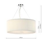 Dar Zaragoza 90cm Large 6 Light Pendant Pleated Cream Drum