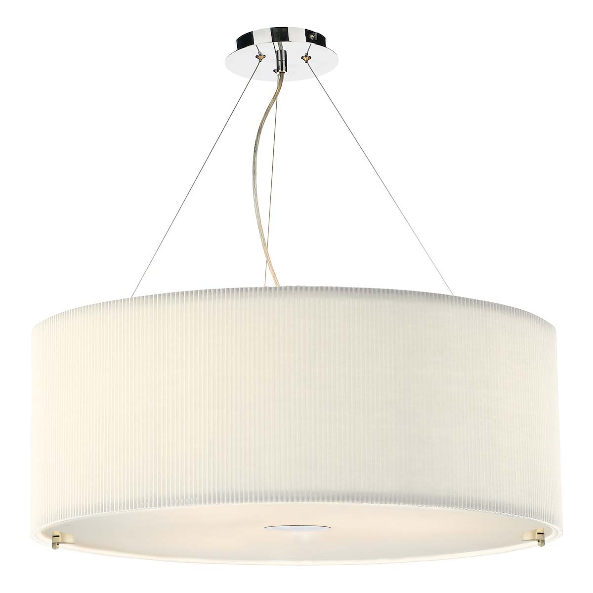 Dar Zaragoza 90cm Large 6 Light Pendant Pleated Cream Drum