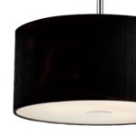 Dar Zaragoza 40cm 3 Light Ceiling Pendant Pleated Black Drum
