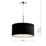 Dar Zaragoza 40cm 3 Light Ceiling Pendant Pleated Black Drum